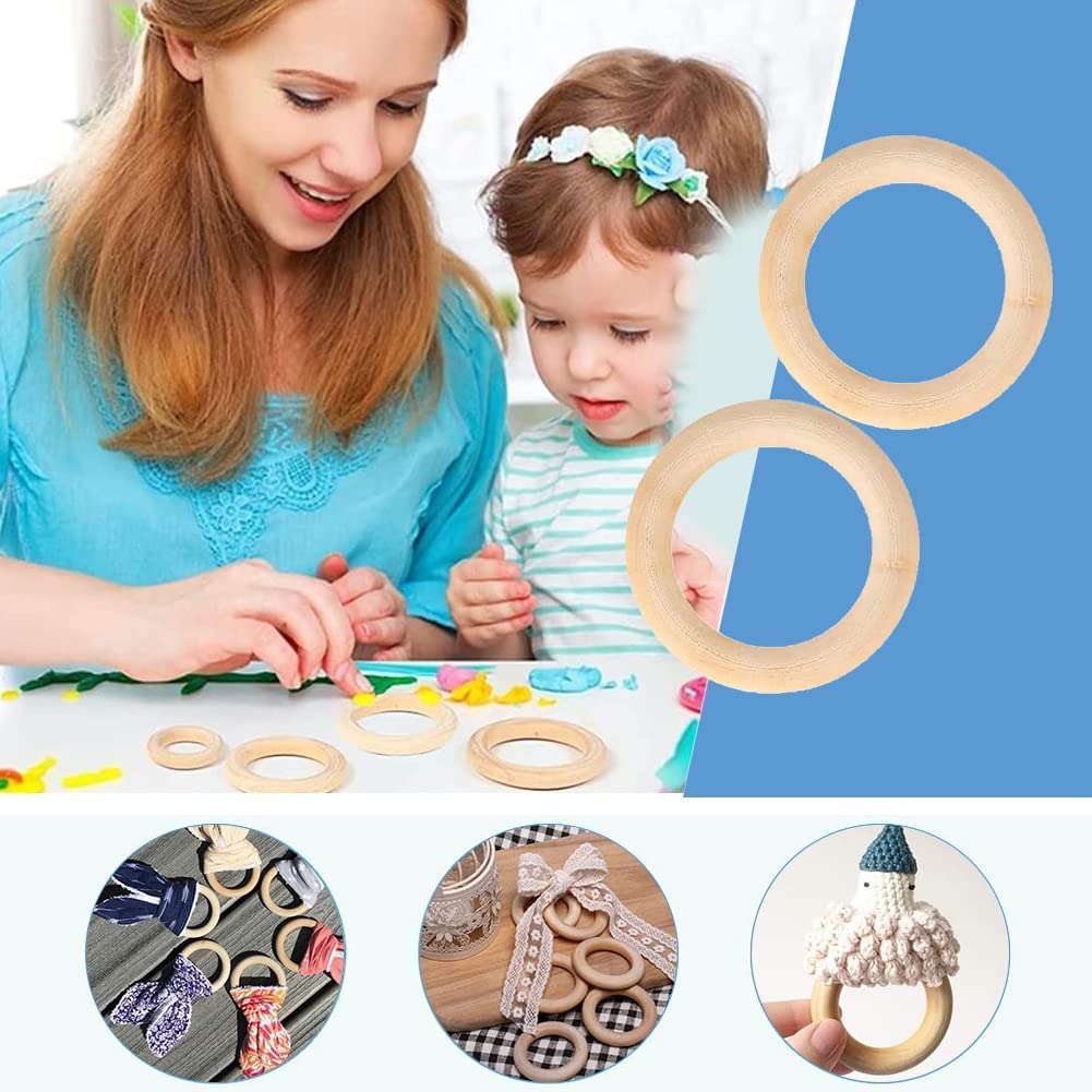 Anneaux Suspension Déco 10 Anneaux Bois Naturel 70mm - Pour Macramé, Déco, Dentition Bébé - Surface Lisse Non Traitée Anneaux De Dentition