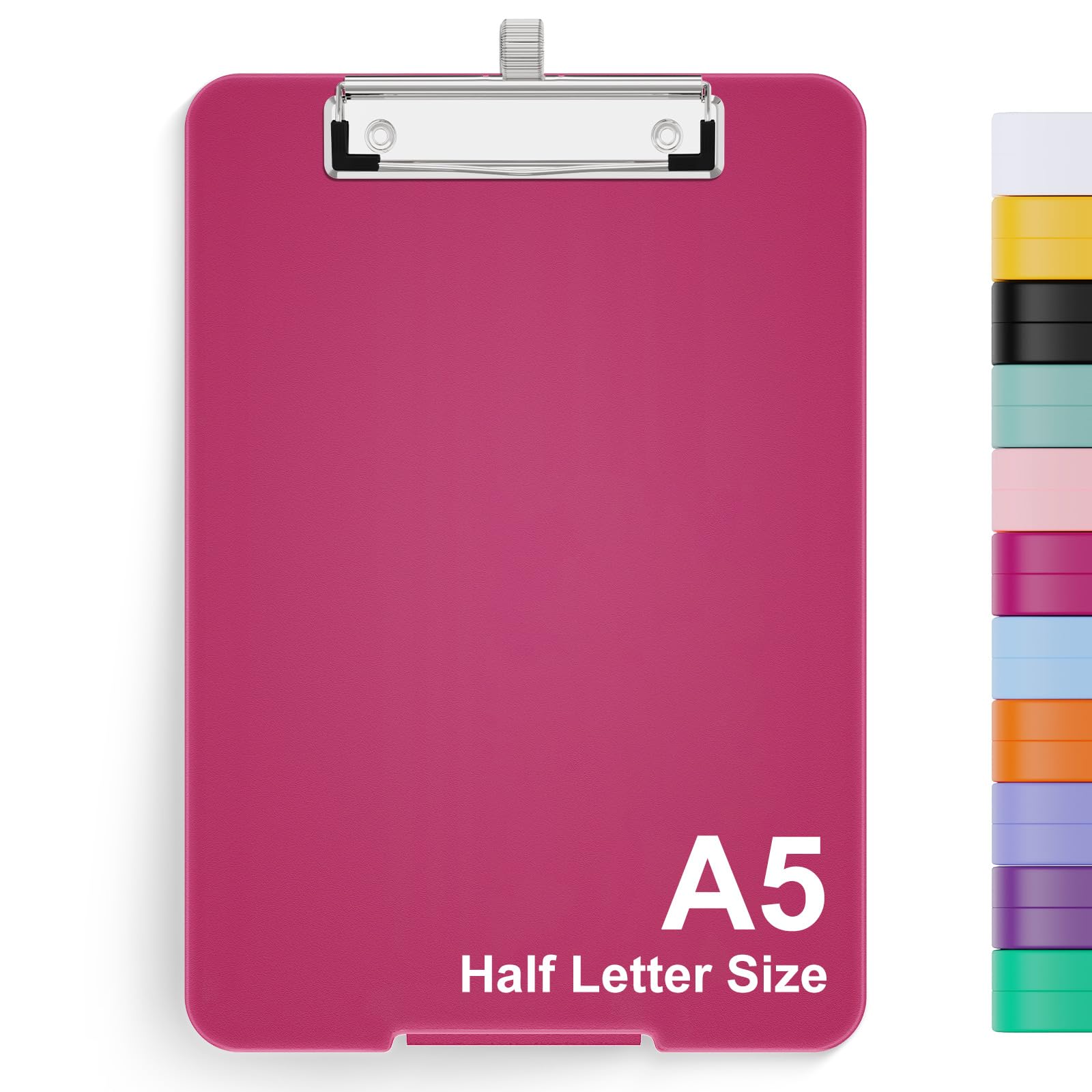 Hongri A5 Clipboard with Storage, Metal Retractable Pen Holder, 6 x 9'' Nursing Plastic Foldable Clip Board, Size 9.4 x 6.1 x 0.9 in, Office Supplies, School Supplies, Menu Box for Work, Red