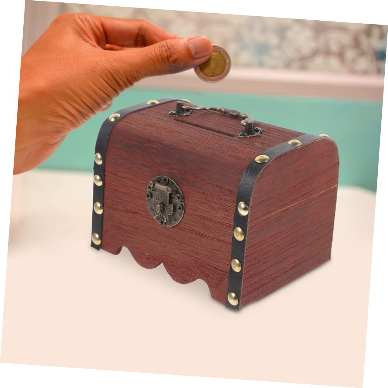 Cofre de Madera Cerradura para Niños, Hucha Vintage