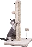 MECOOL 22 Inch Sisal Cat Scratching Post for Kittens - Premium Scratch Post with Hanging Ball Toy, Stable Base, Beige
