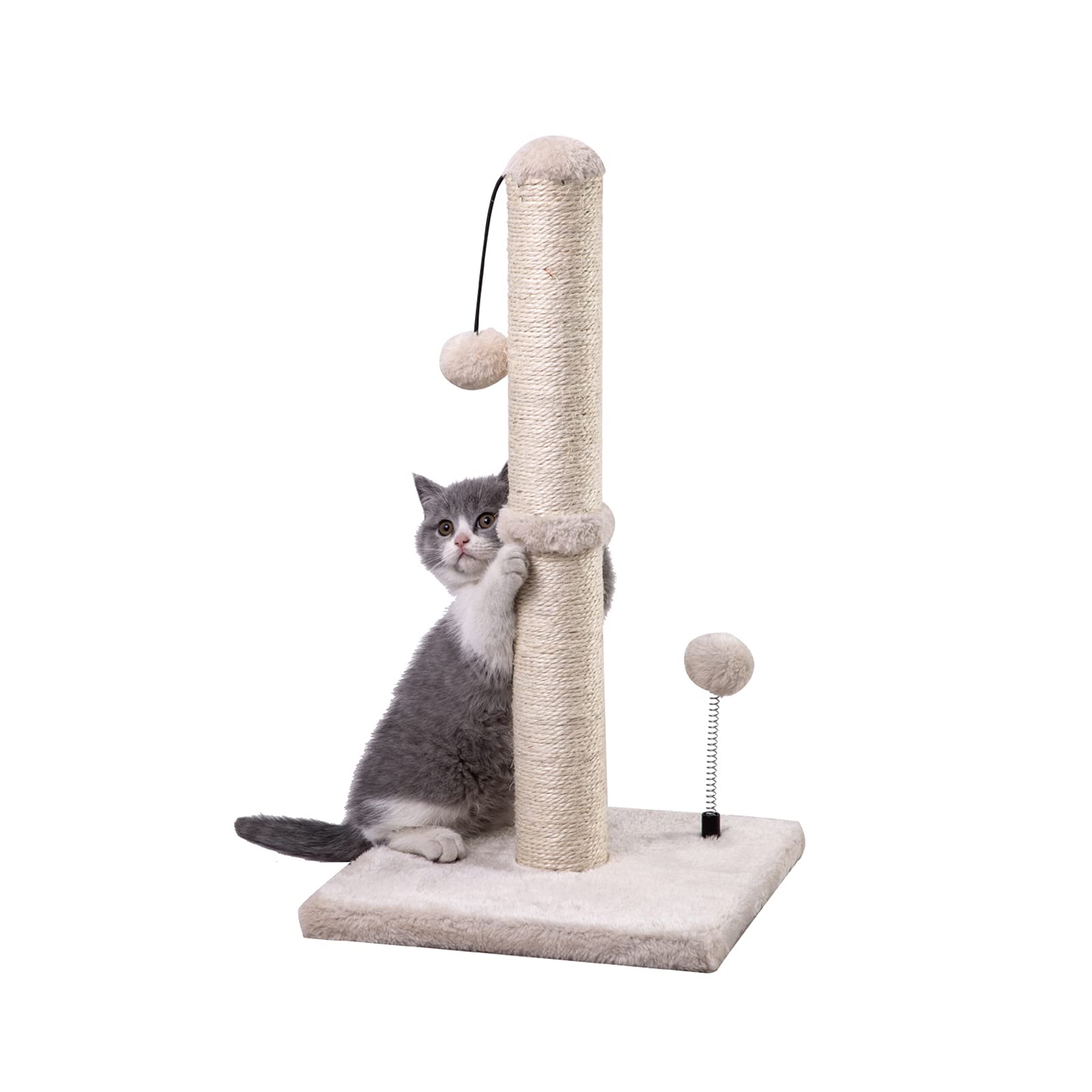 MECOOL Cat Scratching Post Premium Basics Kitten Scratcher Sisal Scratch Posts with Hanging Ball 22in for Kittens or Smaller Cats (22 inches for Kitten, Beige)MECOOL Cat Scratching Post Premium Basics Kitt…