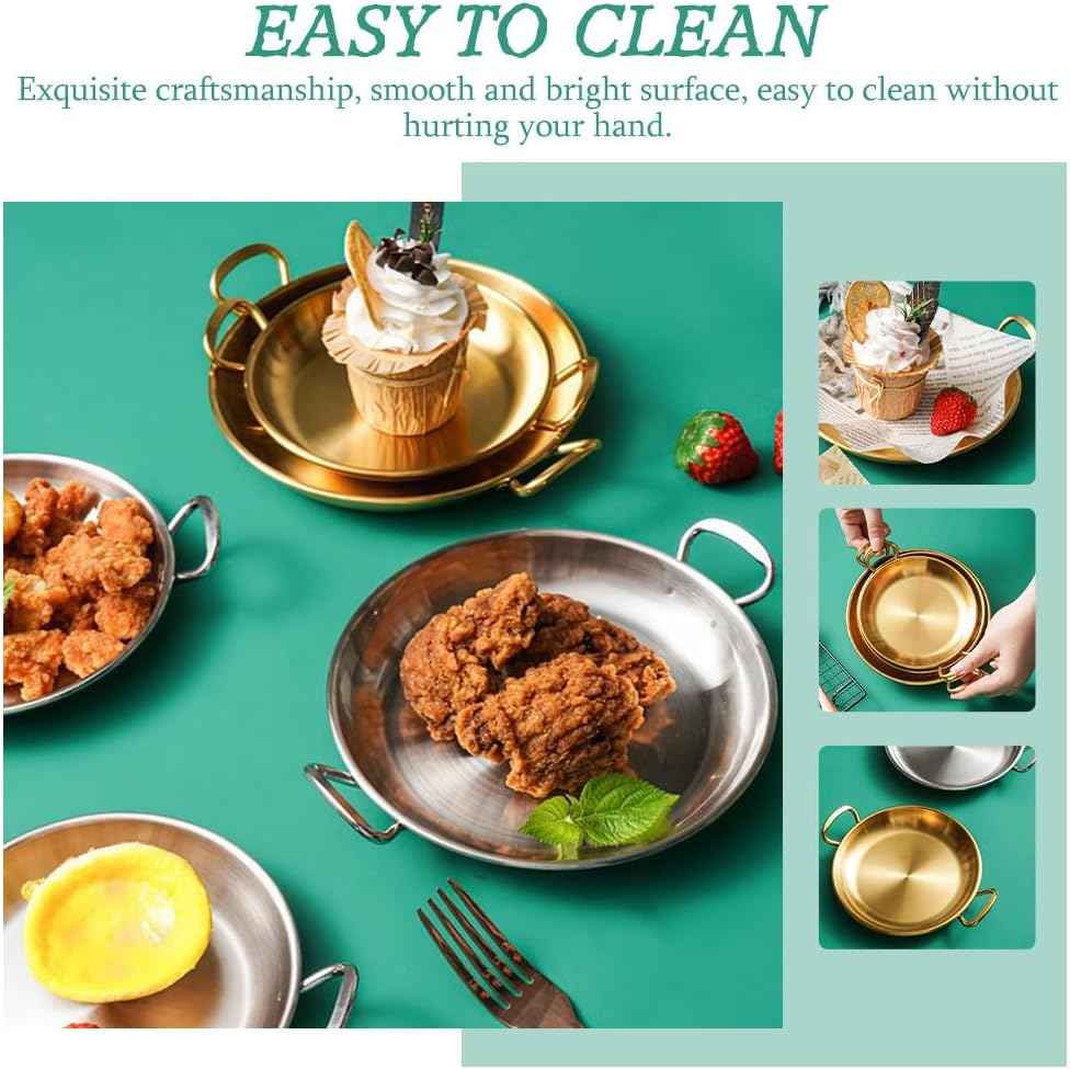 Cabilock Paella Cooker Stainless Steel Paella Pan with Handles: Metal Snack Plate Fried Chicken Serving Tray Nonstick Flying Pans for Camping Gathering Oven and