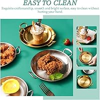 Vista 3 de Cabilock Paella Cooker Sartén de acero inoxidable con asas Plato de refrigerio de metal Bandeja de servir de pollo frito Sartenes voladoras