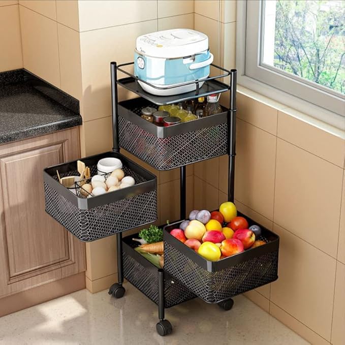 cairnsage 3 rack kitchen rack for storage – kitchen organizer items and storage – storage rack vegetable stand, kitchen trolley, perfect onion and potato baskets – modular kitchen accessories fruits basket at Rs. 2499