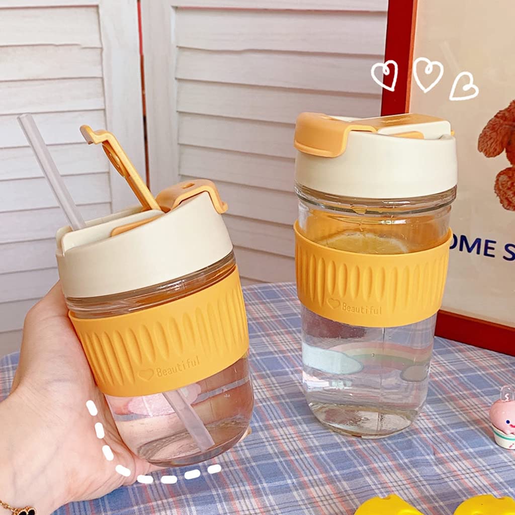 Glass Ins Large Capacity Water Bottle Coffe Cup Glass Water Cup With Straw Gifts For Girls Childs