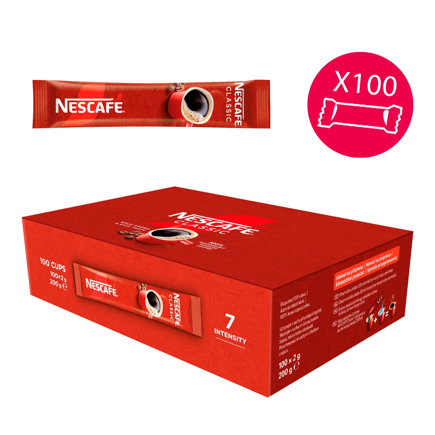 NESCAFÉ Classic Caffè Solubile, 100 Bustine da 2g (200g)