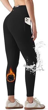 Willit Womens Fleece Lined Leggings Water Resistant Winter Pants Thermal High Waisted Yoga Hiking Running Tights Pockets