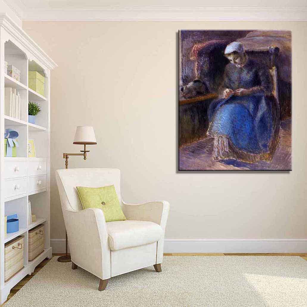 Amazon.co.jp: Camille Pissarro《Woman Sewing》Canvas poster