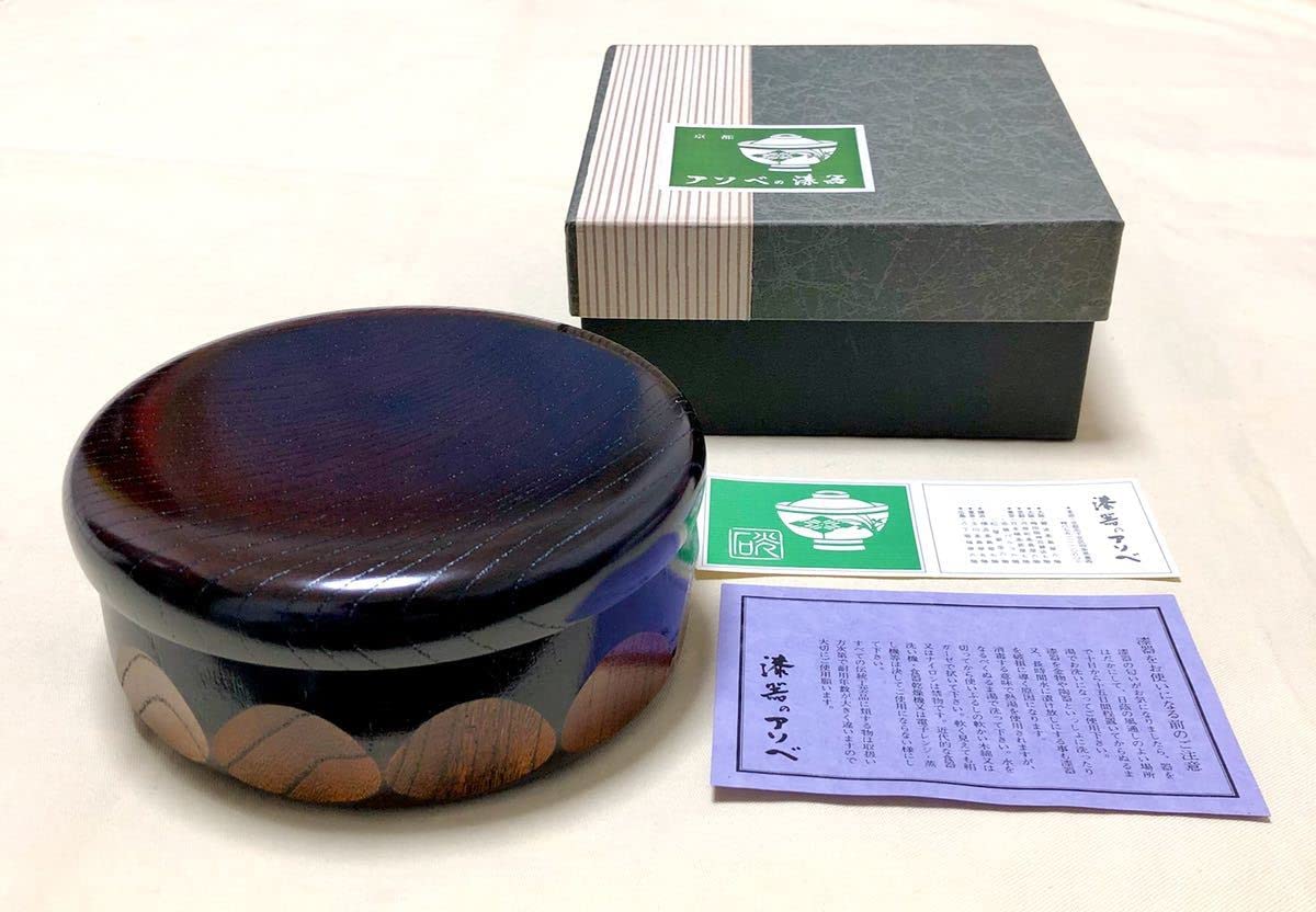 Amazon.co.jp: 京都老舗アソベの漆器お菓子器天然木製蓋付き容器 303