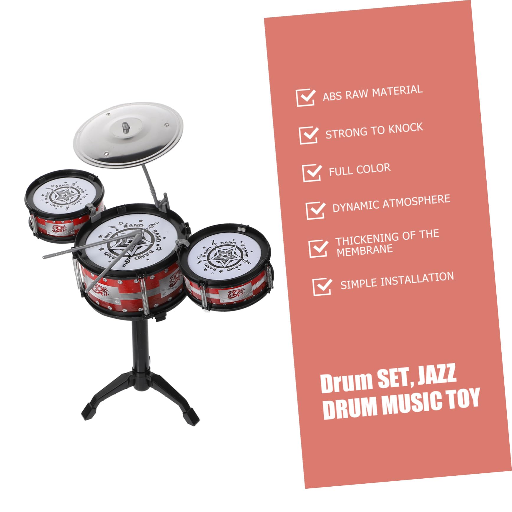 Giocattolo Musicale Tamburo per Ragazzo Ragazza, Set 1 Pezzo | Design a Tre Tamburi, Plastico e Ferro, Facile da Assemblare, per Ragazzo Ragazza e Ragazzo Ragazza Colore Casuale
