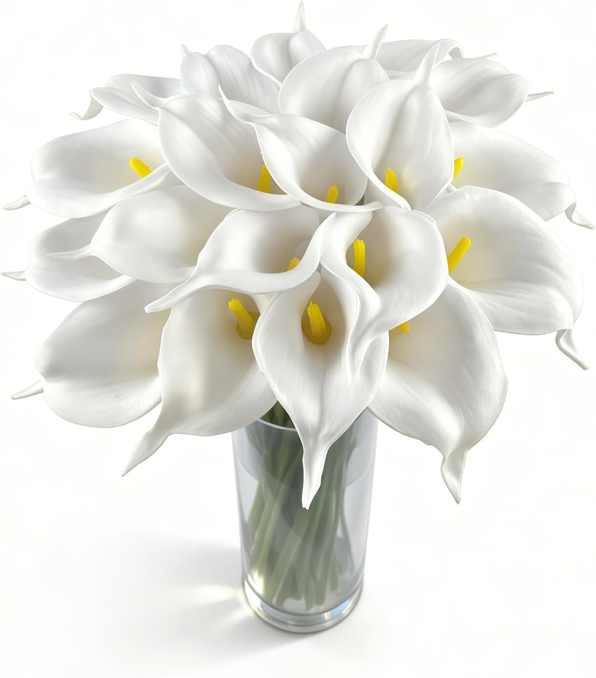 20 Pcs White Artificial Calla Lily Flower Bouquet for Decoration, Outdoor Wedding Bouquets, Lifelike Faux Flowers for Home, Garden, Party, and Event Decor.