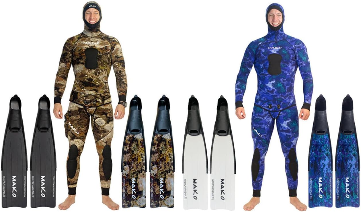 MAKO Spearguns Interchangeable Polymer Freedive Fins with Removable Blades for Spearfishing, Freediving & Snorkeling
