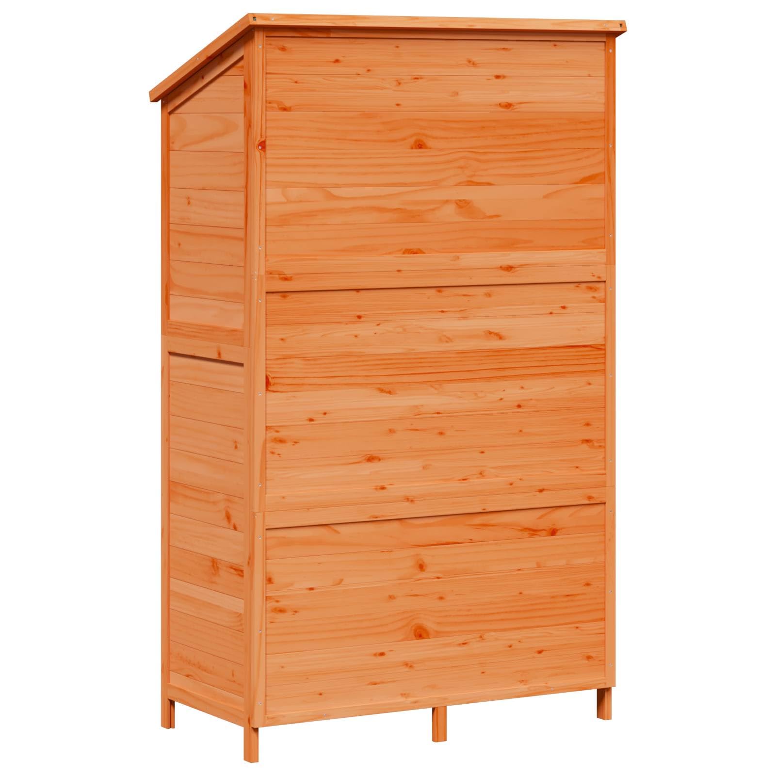 Casetta da giardino in legno marrone 106 x 56 x 176,5 cm | Pratico armadio da giardino per terrazza e giardino con tetto inclinato in asfalto e porta lamellare ventilata per attrezzi.