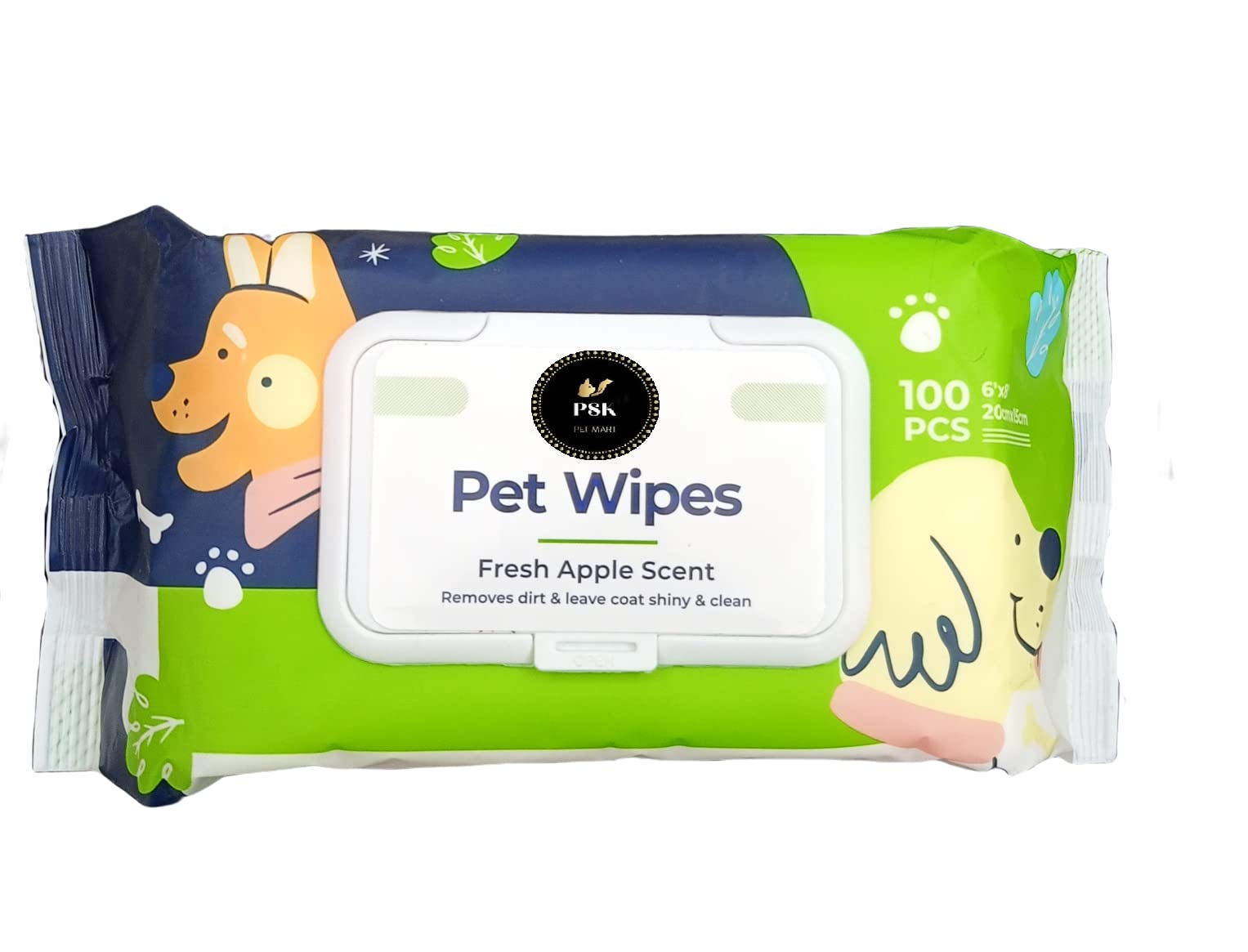 PSK PET MART Soft Pet Wet Wipes for Dogs, Puppies & Pets with Fresh - Apple Scent 6"x 8" Pack of 100 Wipes (Green Wipes) (B0C4V3KCXS) Amazon Price History, Amazon Price Tracker