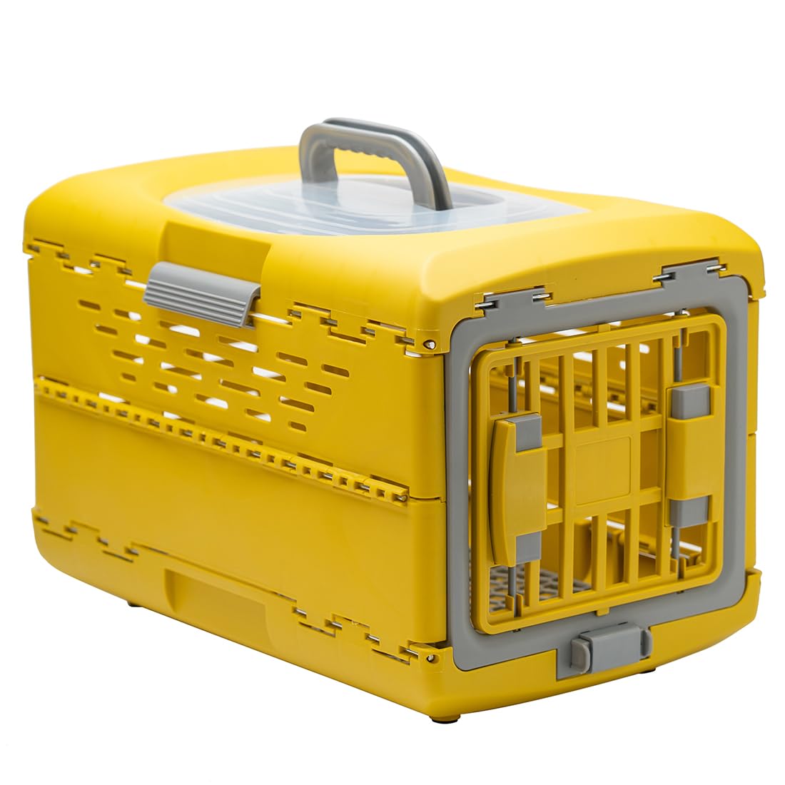 CStern Transportín plegable para perros y gatitos, caja portátil para perros y gatos, caja de transporte para mascotas pequeñas de 3 a 4 kg, 48 x 30 x 32 cm, color amarillo