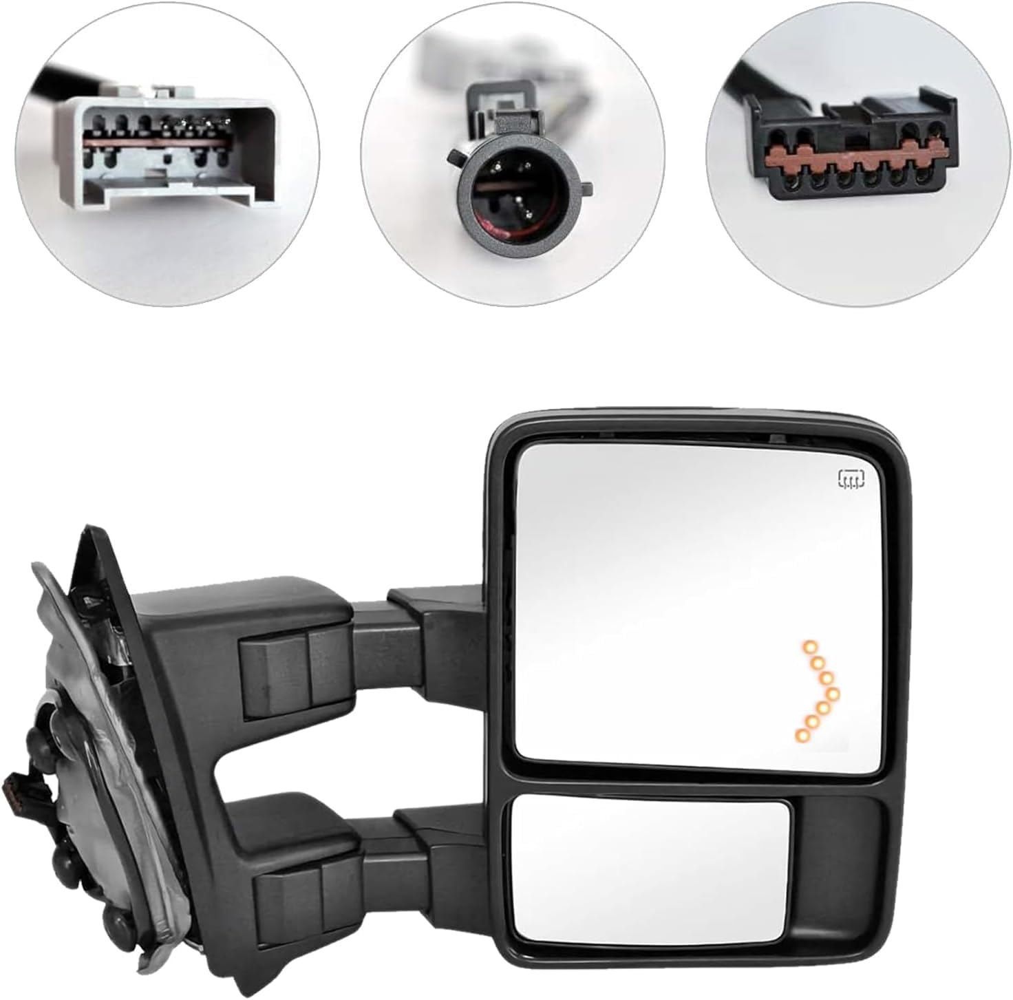 PZ Towing Mirrors For 1999 2000 2001 2002 2003 2004 2005 2006 2007 Ford F250/F350/F450/F550 Super Duty, 01-05 Excursion Pair Set Extendable Smoke Power Heated With Signal Light Side Mirrors