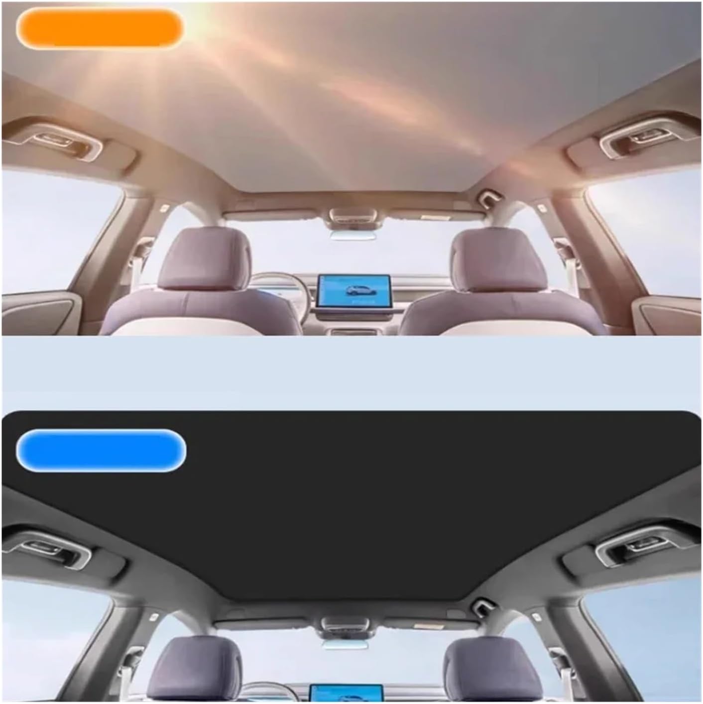 Compatible for XPeng G6 2023-2025 Sunshade Sunroof Ice Crystal Sunscreen Insulation Car Accessories(White 2pcs)