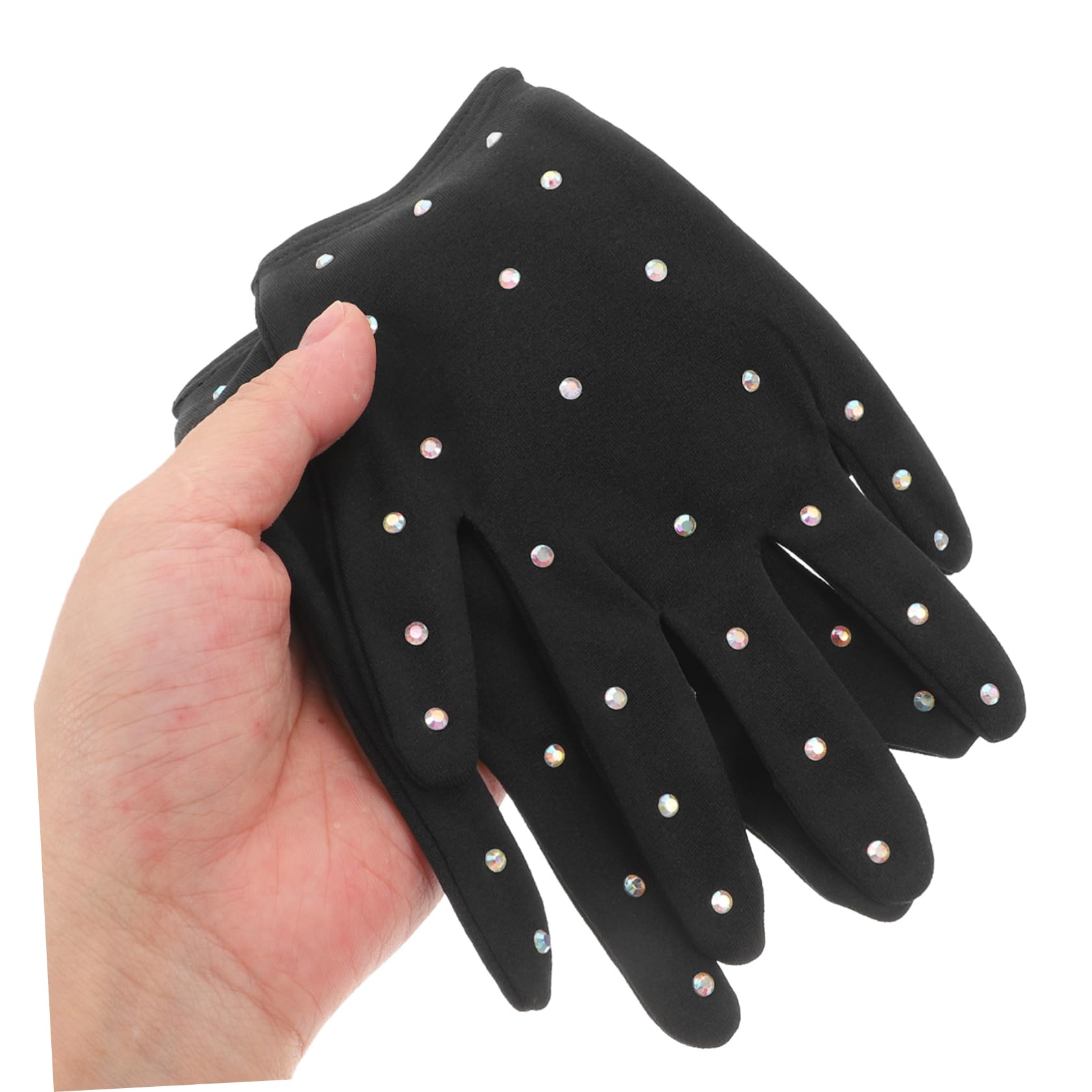 PartyKindom 5paare Glitzernde Eiskunstlaufhandschuhe Mit Strass Für Partys Und Bühnenaufführungen Atmungsaktive Und Bequeme Skating-Handschuhe Für Mädchen Und Frauen Schwarz