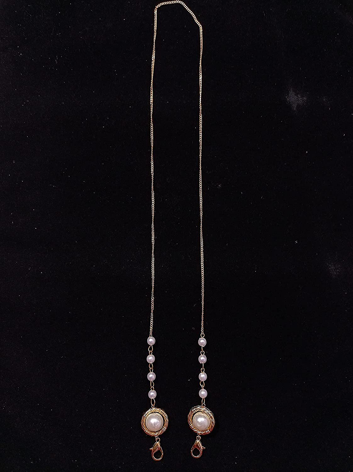 RATANSHALA - Pearl Beads Face Mask Holder Strap Holder Cord Necklace Retainer for Women Beaded Lanyard, Made in India, Holds Your Mask Around Your Neck 25" Long 1
