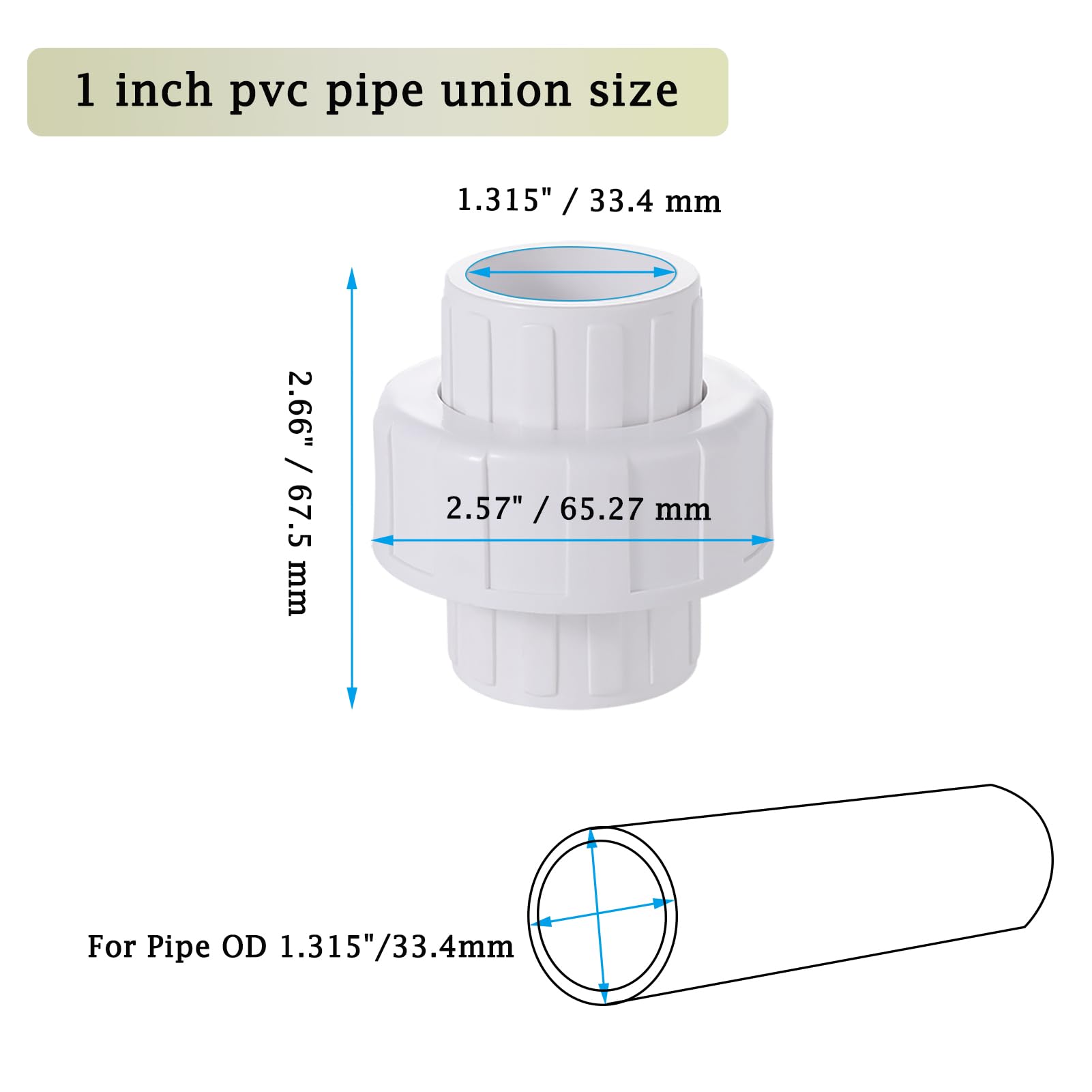 Conector de tubería de unión de PVC de 1 pulgada, adaptador de acoplamiento de unión deslizante de PVC de 1 pulgada (enchufe x enchufe), horario 40, junta tórica EPDM, blanco, paquete de 4