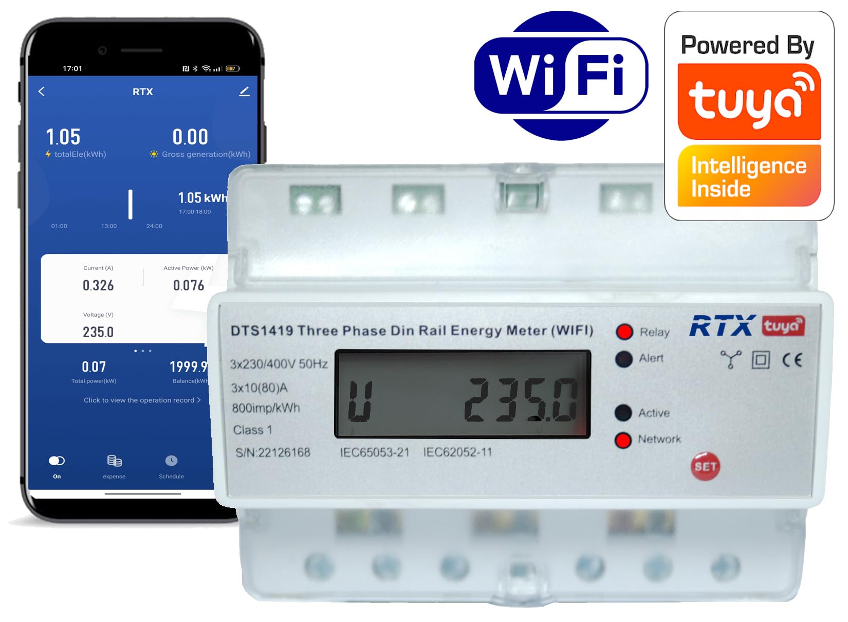 3-fazowy licznik prądu do 80 A TUYA WiFi