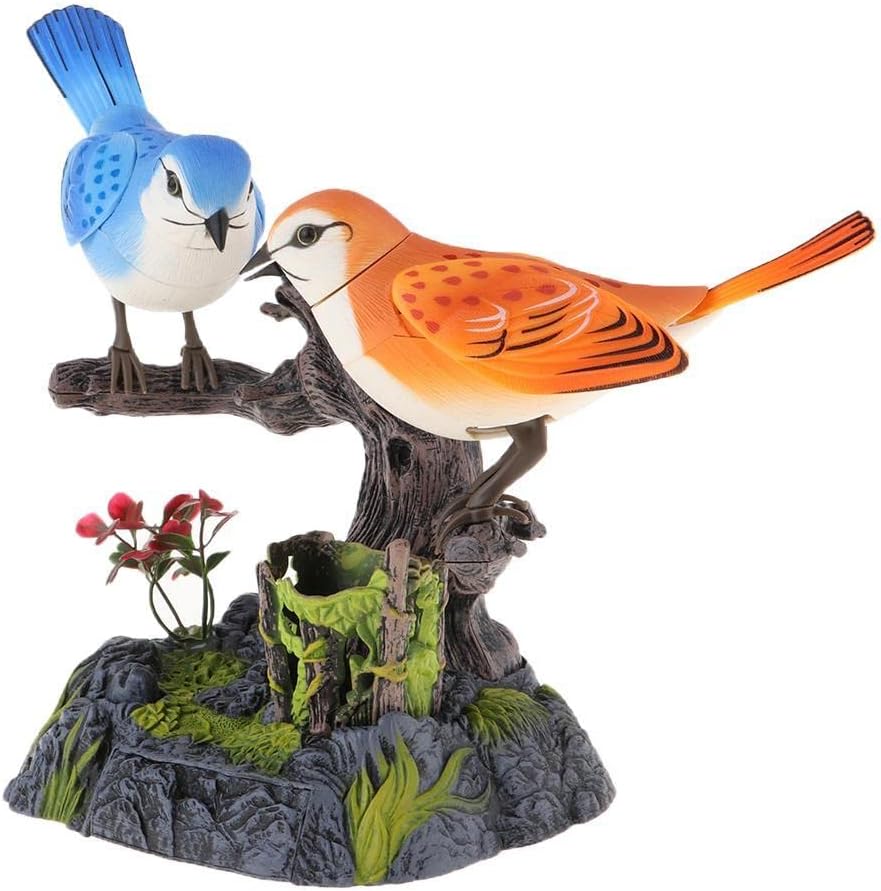 misppro Simulated Chirping Dancing Birds Realistic Motion Sensor Singing Moving Toy with Pen Holder