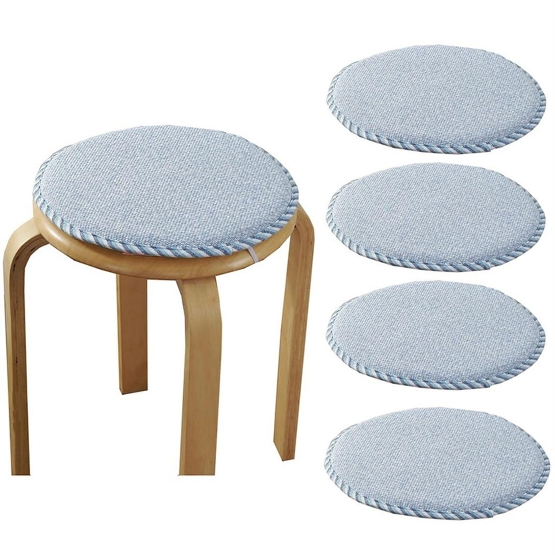 EORNOW (Lot De 1/2/4) Coussin De Chaise Ronde/Coussin De Siège Rond De Tabouret Haut, Galette De Chaise De Tabouret Rond Avec Liens Élastiques (Color : Beige, Size : 40cm(Set Of 4