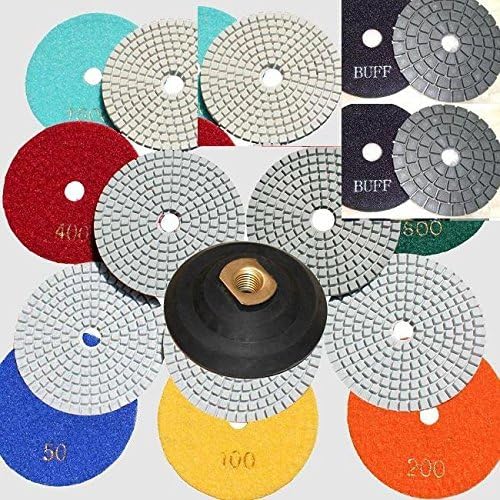 Diamond Polishing Pads 3" inch Wet/Dry Set of 22+1 Backer Pad Best Value Granite Concrete 2 Pieces Final Glaze Buff = 24+1 Pieces