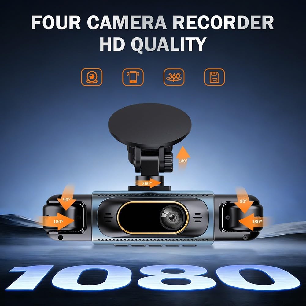 Dash cam in ABS 2K per risoluzione a 4 canali, grandangolare, ABS Dash Cam