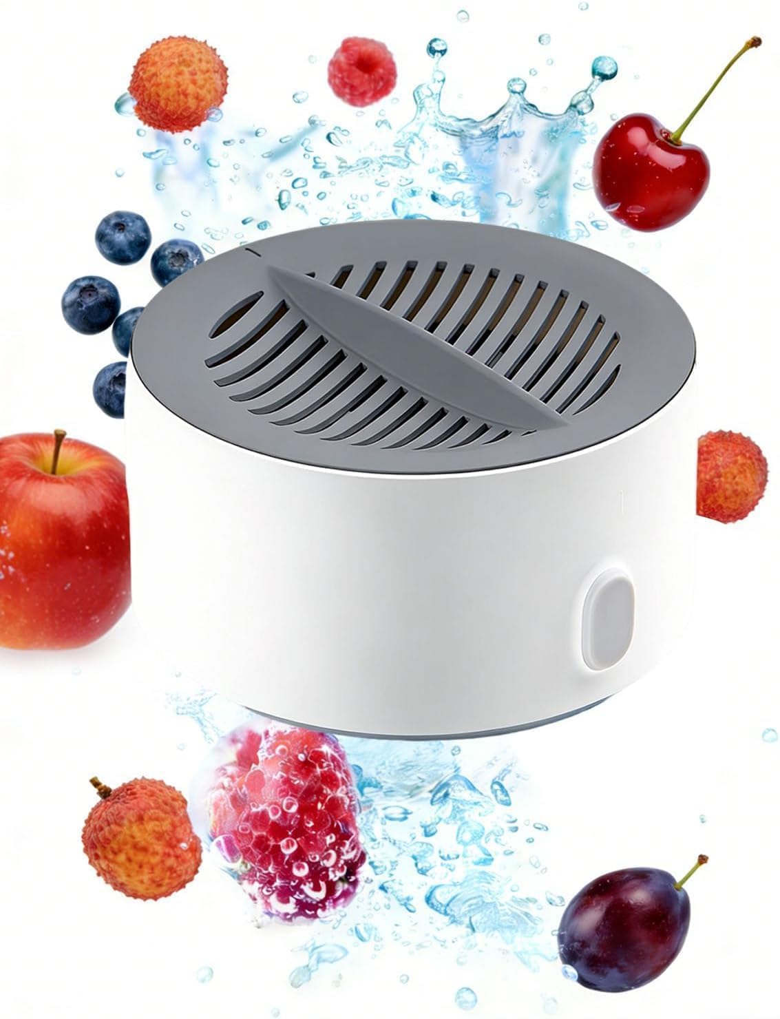 Portable Fruit Cleaner & Vegetable Washing Machine, IPX7 Waterproof Food Purifier, One-Button 3-Minute Automatic Cleaner, Magnetic Charging Capsule Purifier for Home, Travel & Camping (A1)