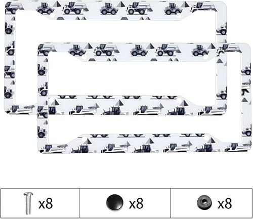 Miniatura 3 de 2 marcos de matrícula de automóvil para mujeres y hombres, diseño vintage de excavadoras, cubierta sólida de aluminio para placa de matrícula para
