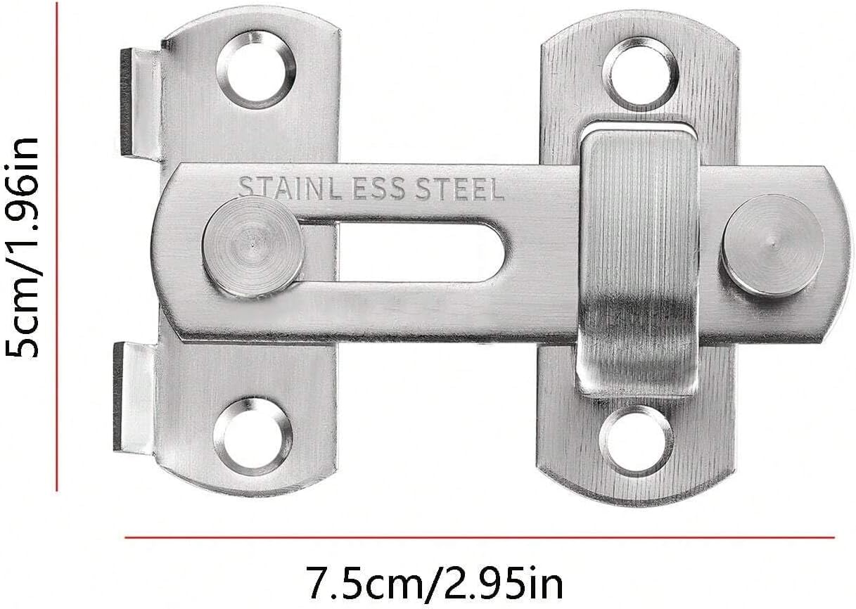 1pc Stainless Steel Door Latch with Bolt, Bathroom Security Lock, Safety Locks, Anti-Theft, for Shed, Pet Cage and Barn Door