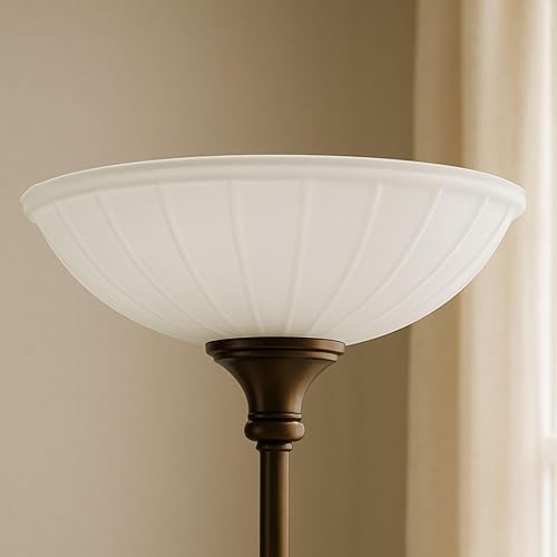 LIGHTACCENTS Pantalla de vidrio de repuesto para lámpara de pie, vidrio esmerilado para ventilador de techo, 12 pulgadas de diámetro, agujero