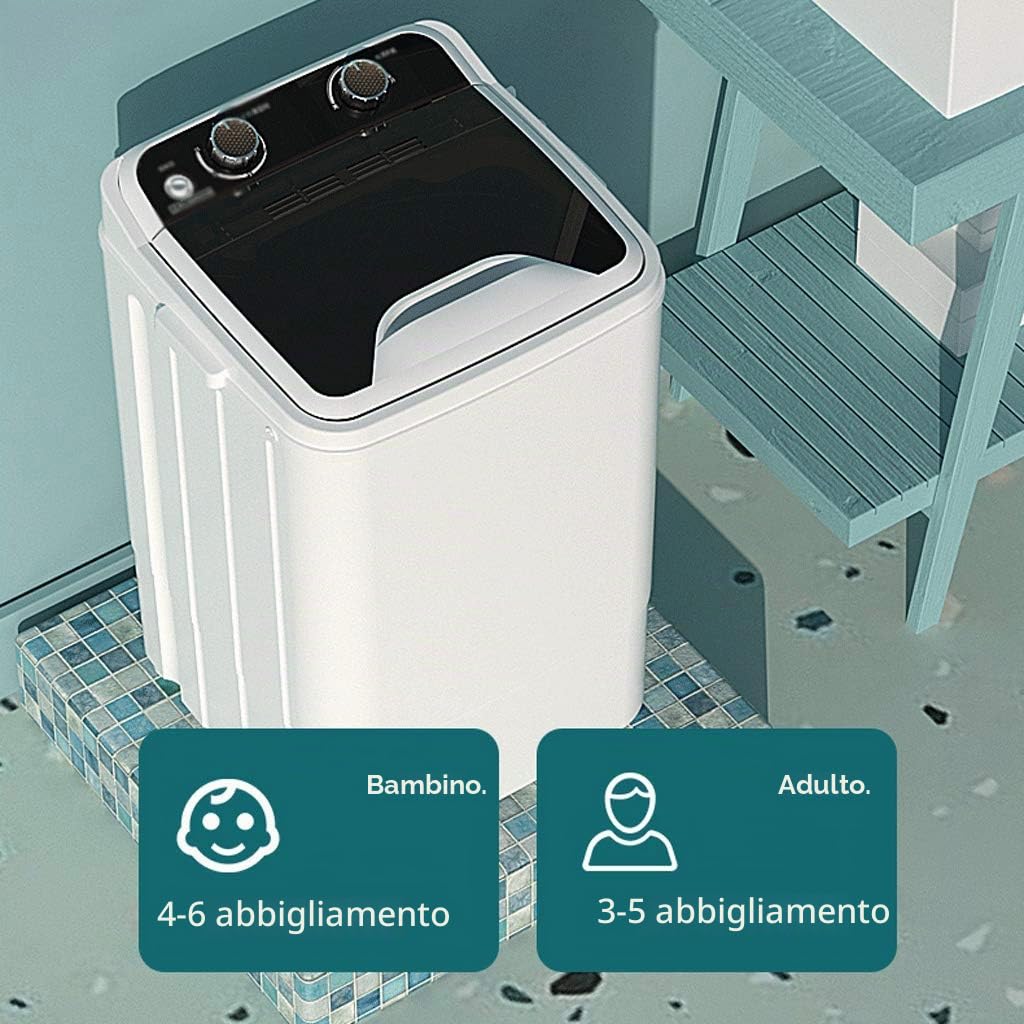 Lavatrice Portatile Compatta,Lavatrice Semiautomatica e Asciugatrice Centrifuga con Tubo Lungo Incorporato,capacità 5 kg,per Appartamenti Dormitori da Campeggio.