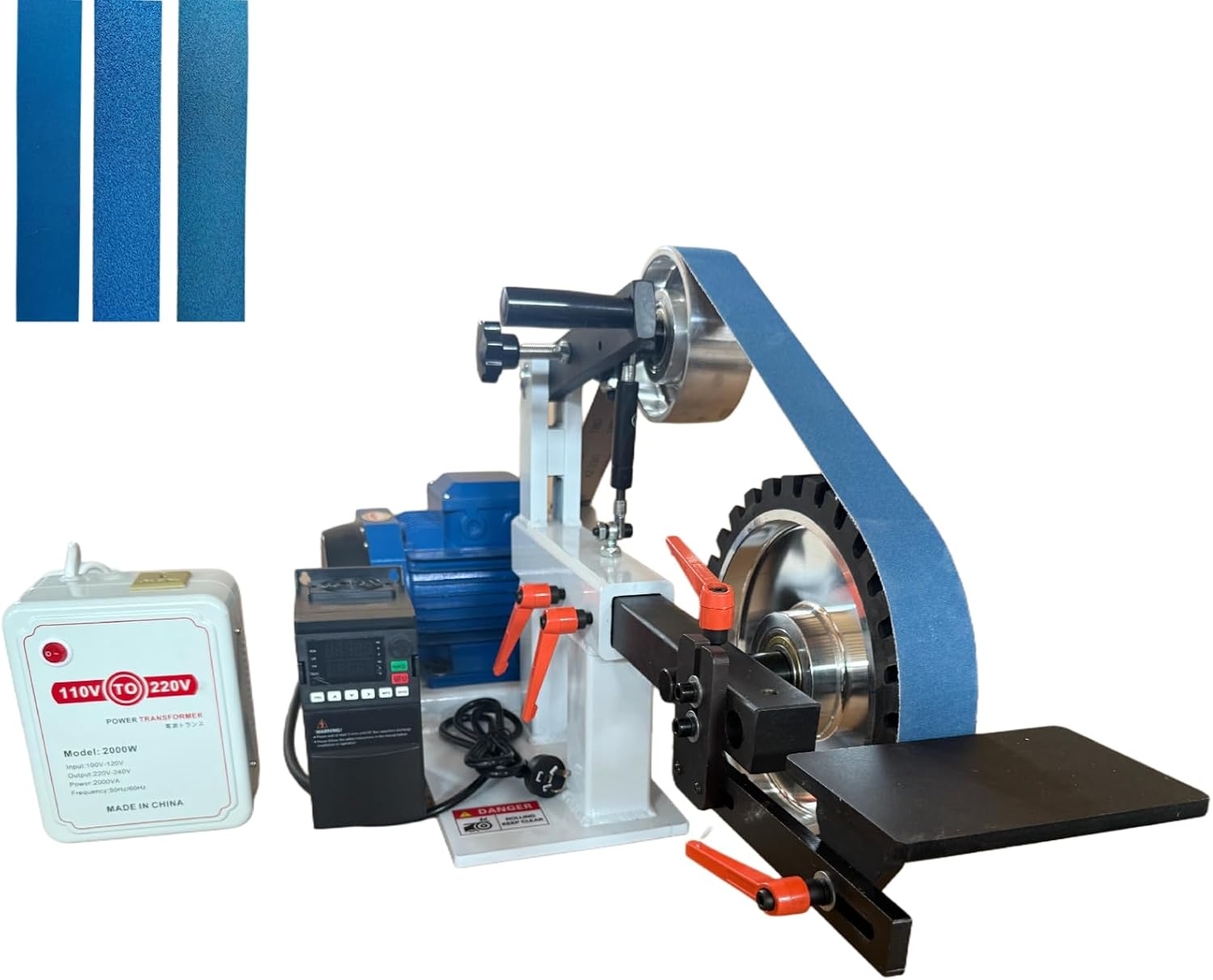 Belt Grinder Sander with VFD?2x72-inch 1500W 2HP Variable Speed Control Belt Sander with 3 Sets Grinding Tools and 3 Zirconia corundum Sanding Belts for Metalworking, Knife Making