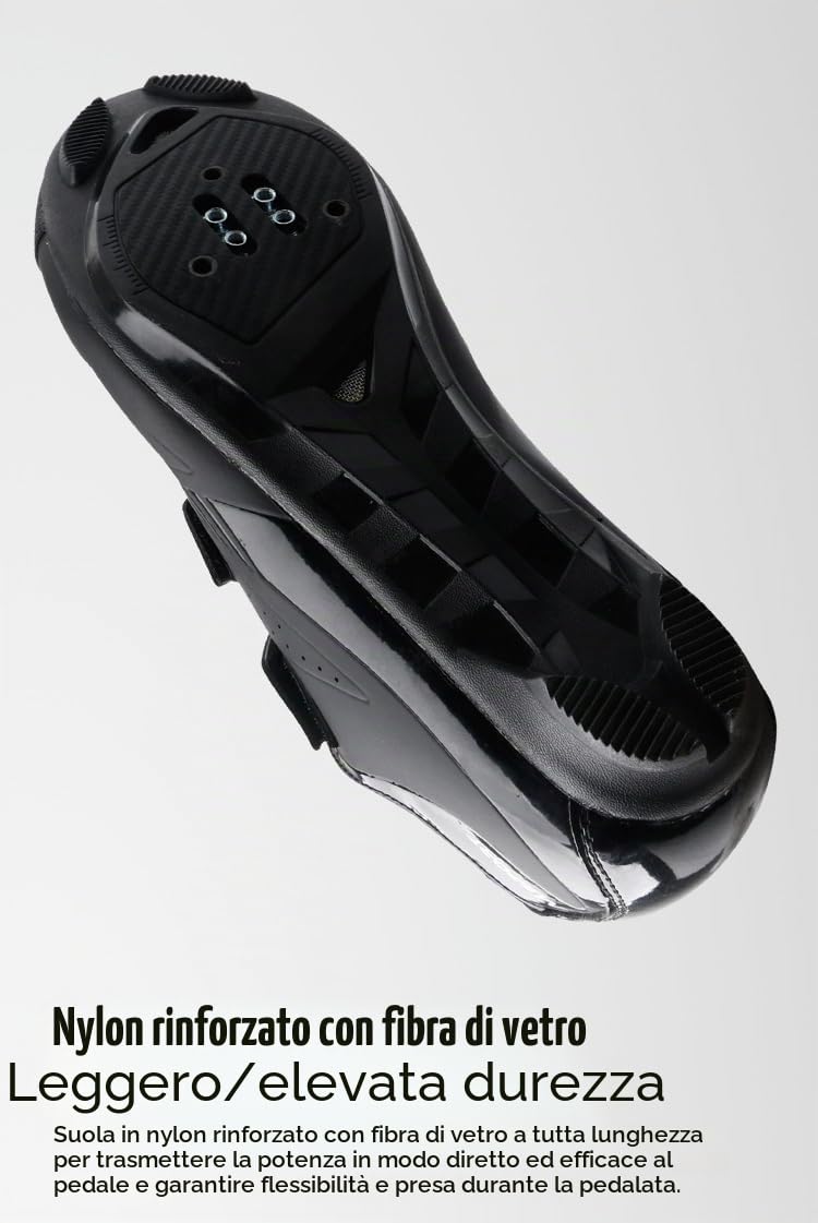 Scarpe Ciclismo Professionale per Bici da Strada Scarpe Spinning Gravel Bike Traspirante Compatibile con Pedali Delta e SPD - 47 EU Nero