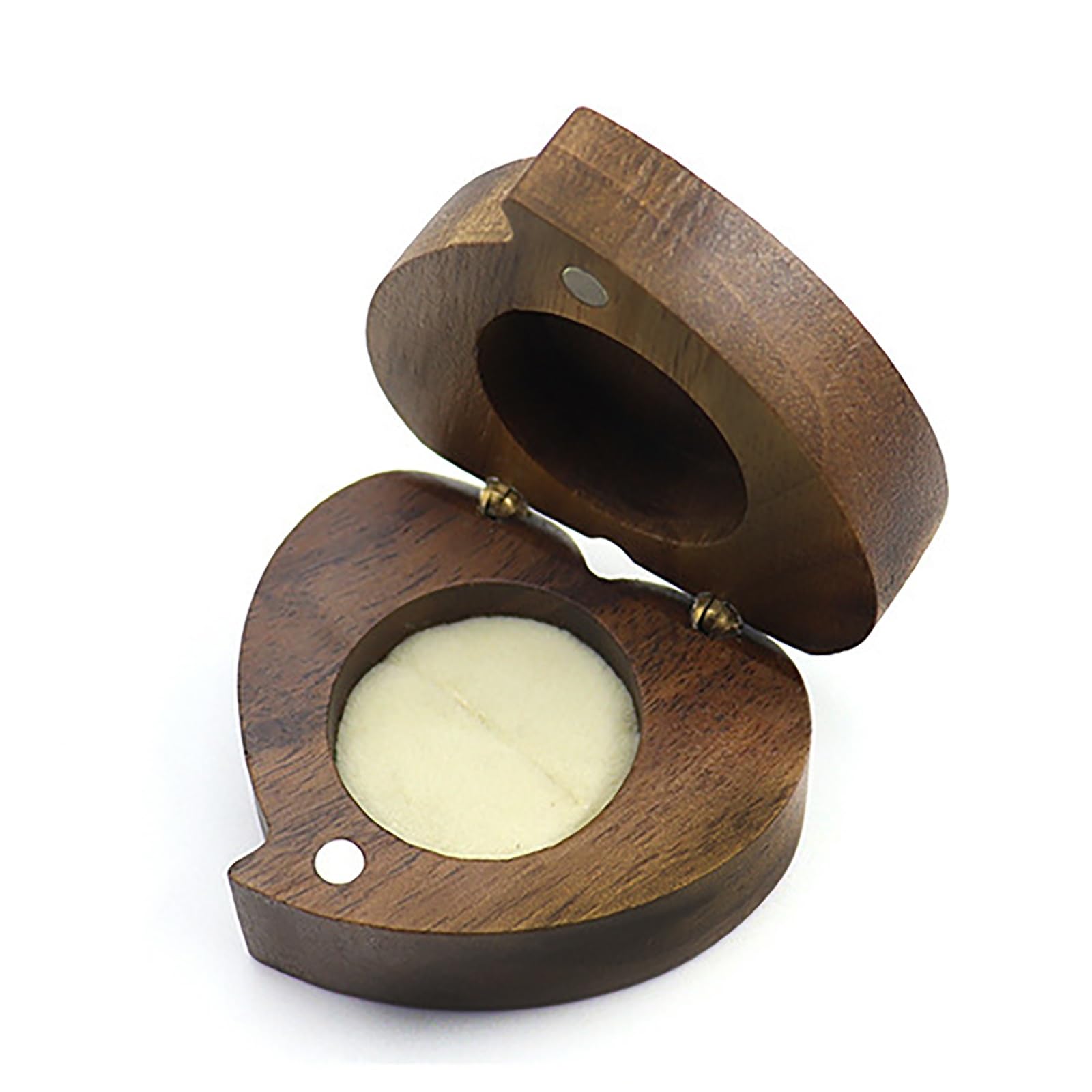 DUMRALBQE Wooden Ring Box Heart Shaped Wooden Ring Boxes for Storage and Placement(Beige)