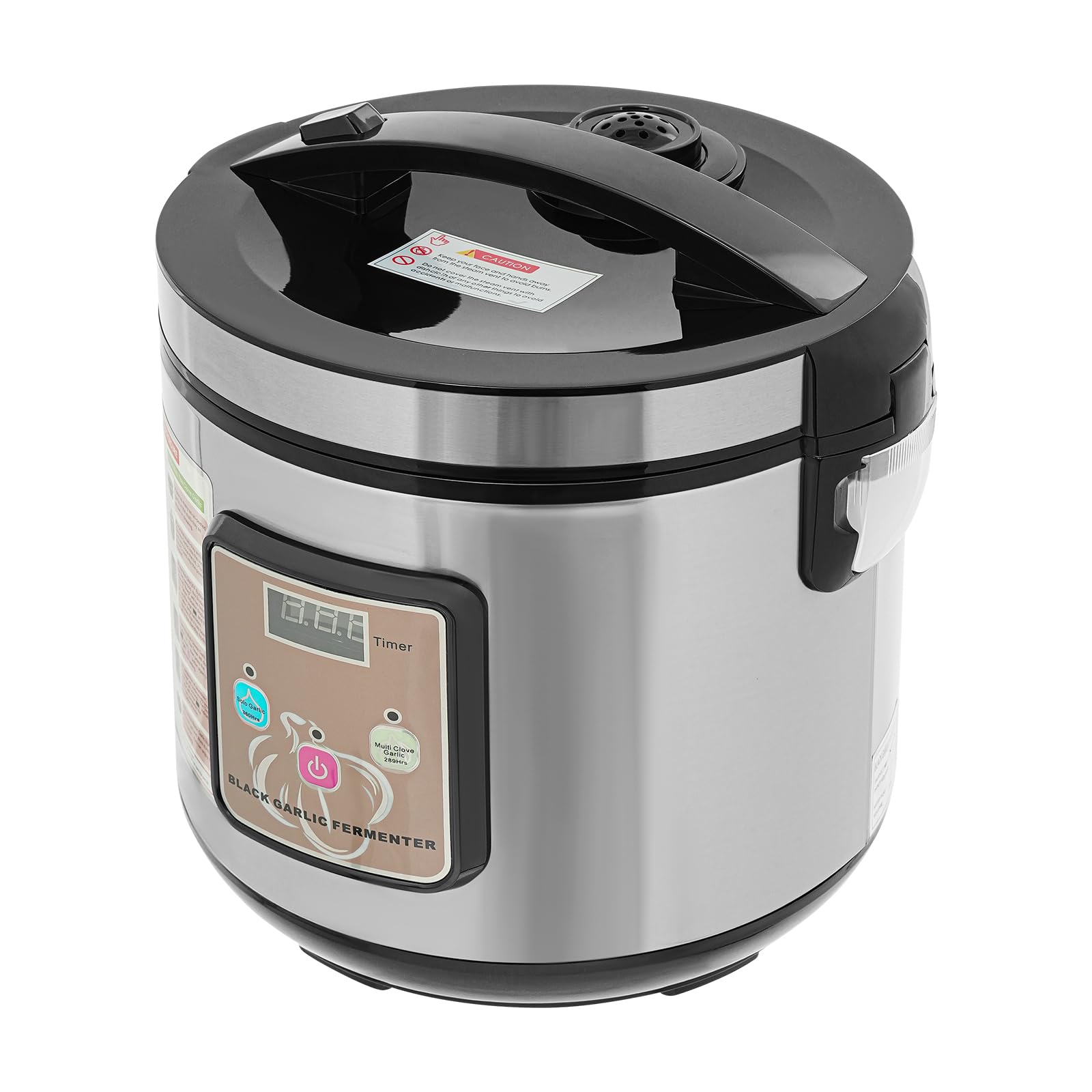 90W 6L Schwarzer Knoblauch Fermenter, Automatischer Gärtopf mit 360° Heizung, 12/15 Tage Programm, Temperatur 50–85°C, Mehrzweck Fermentiergerät für Knoblauch, Joghurt, Kimchi (Schwarz + Violett)