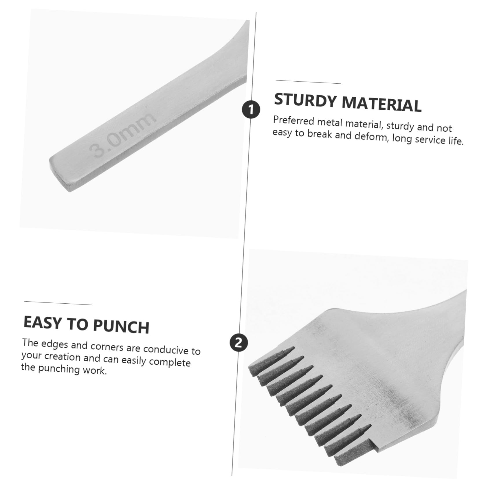 Gogogmee 3 piezas Herramientas de Perforación para Cuero Punzones Metálicos Duraderos con Dientes Costura y Artesanía Cinturones Resistentes y Prácticos para Manualidades