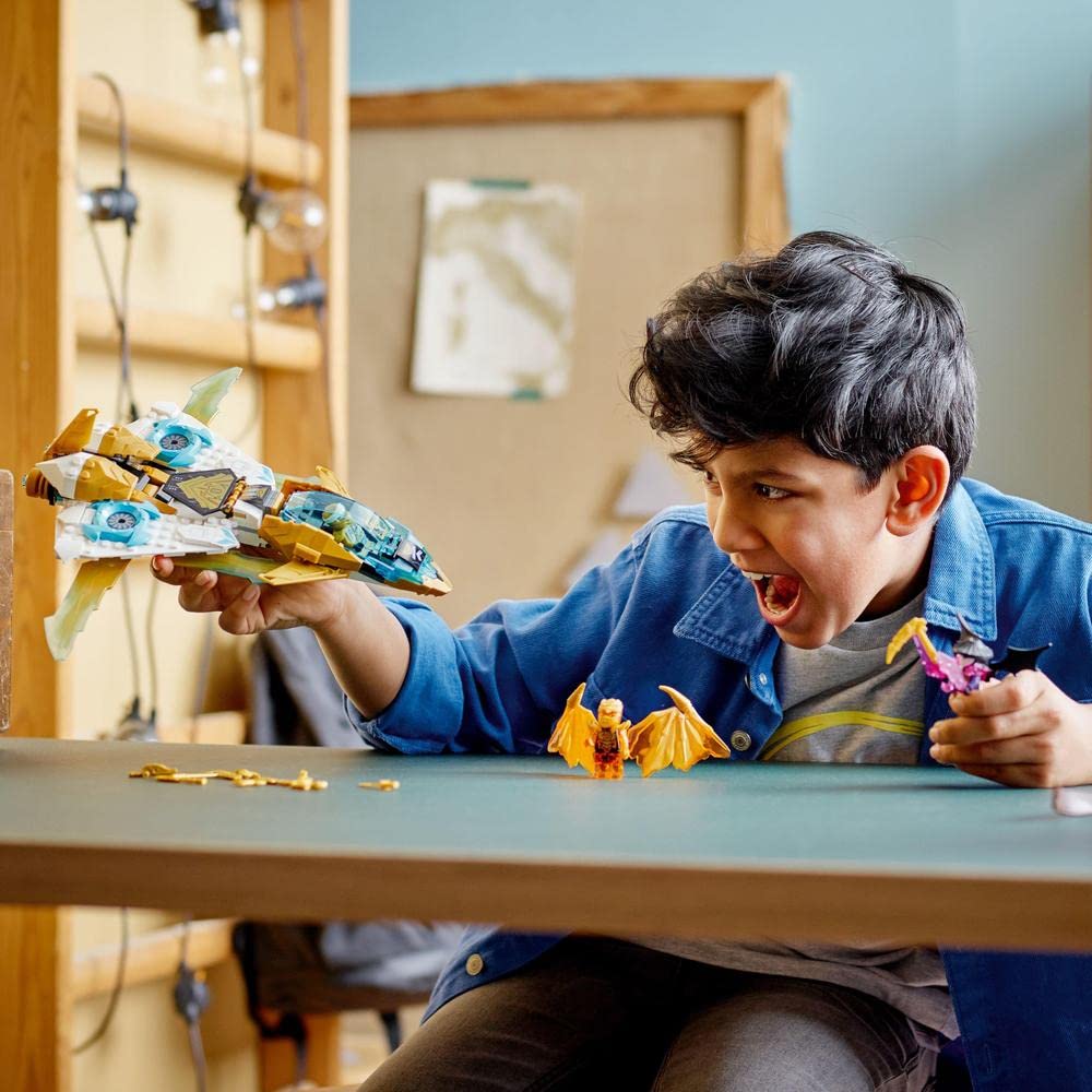LEGO 71770 Ninjago Zanes Golddrachen Jet Set mit Spielzeug Flugzeug und Cole und Zane Minifiguren, tolles Geschenk zum Geburtstag für Kinder ab 7 Jahre, Mehrfarbig