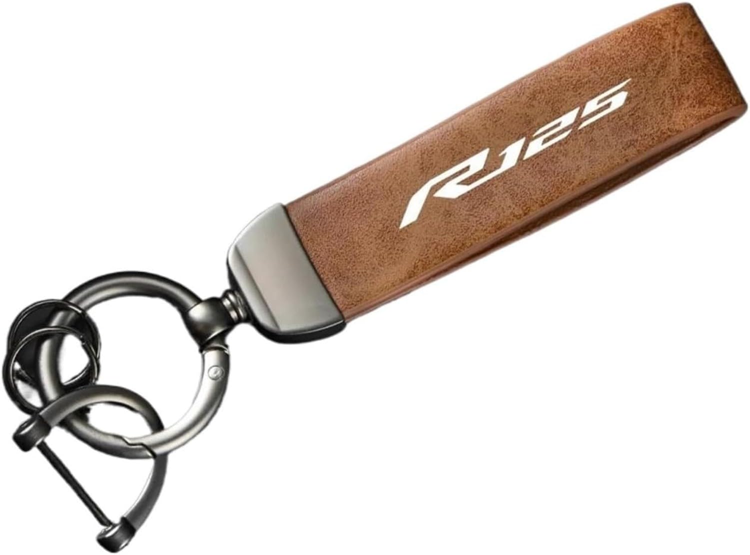 XIUNYIE Leather Motorcycle Keychain Keyring Holder for YZFR125 2008-2023 Motorcycle Accessories Handlebar Key Holder, B