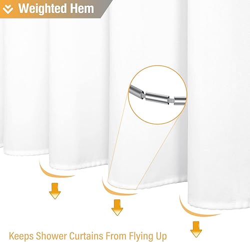 Miniatura 6 de Cortina de ducha de eucalipto naranja, juego de cortina de ducha de tela floral con ganchos de plástico, resistente al agua, cortinas de ducha de