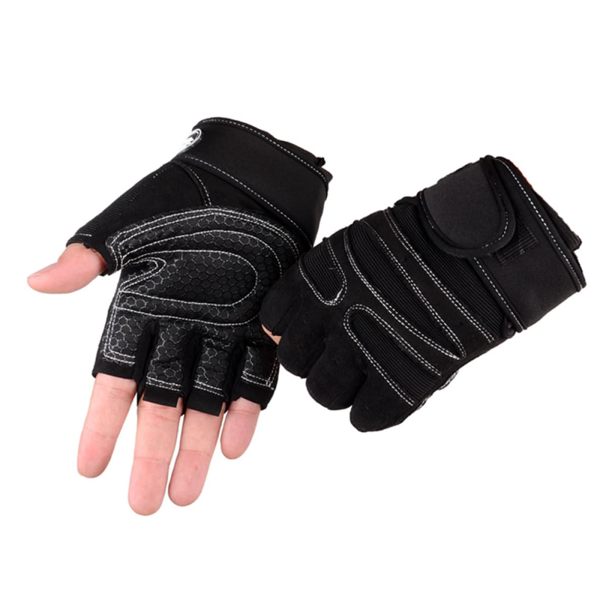 Guanti per sollevamento pesi - Guanti con manubri mezze dita, unisex Taglia L (nti da bici per bambini Guanti senza dita Guanti da ciclismo per uomo Guanti da MTB Fitness Polsino traspirante