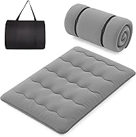 Vista 17 de Byroce - Colchón de futón, catre de dormir enrollable con funda lavable, almohadilla de algodón portátil con bolsa para campamento, tapete de tatami
