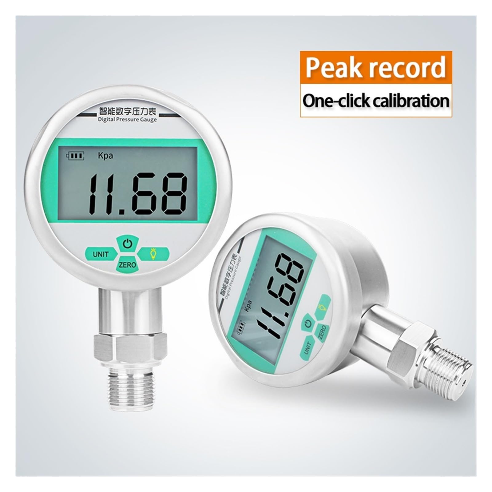 Medidor de Presión Manómetro hidráulico digital radial, sísmico 0-100 MPa 0,2%,5% manómetro de agua alta precisión(NPT1-4,0-1.6Mpa)