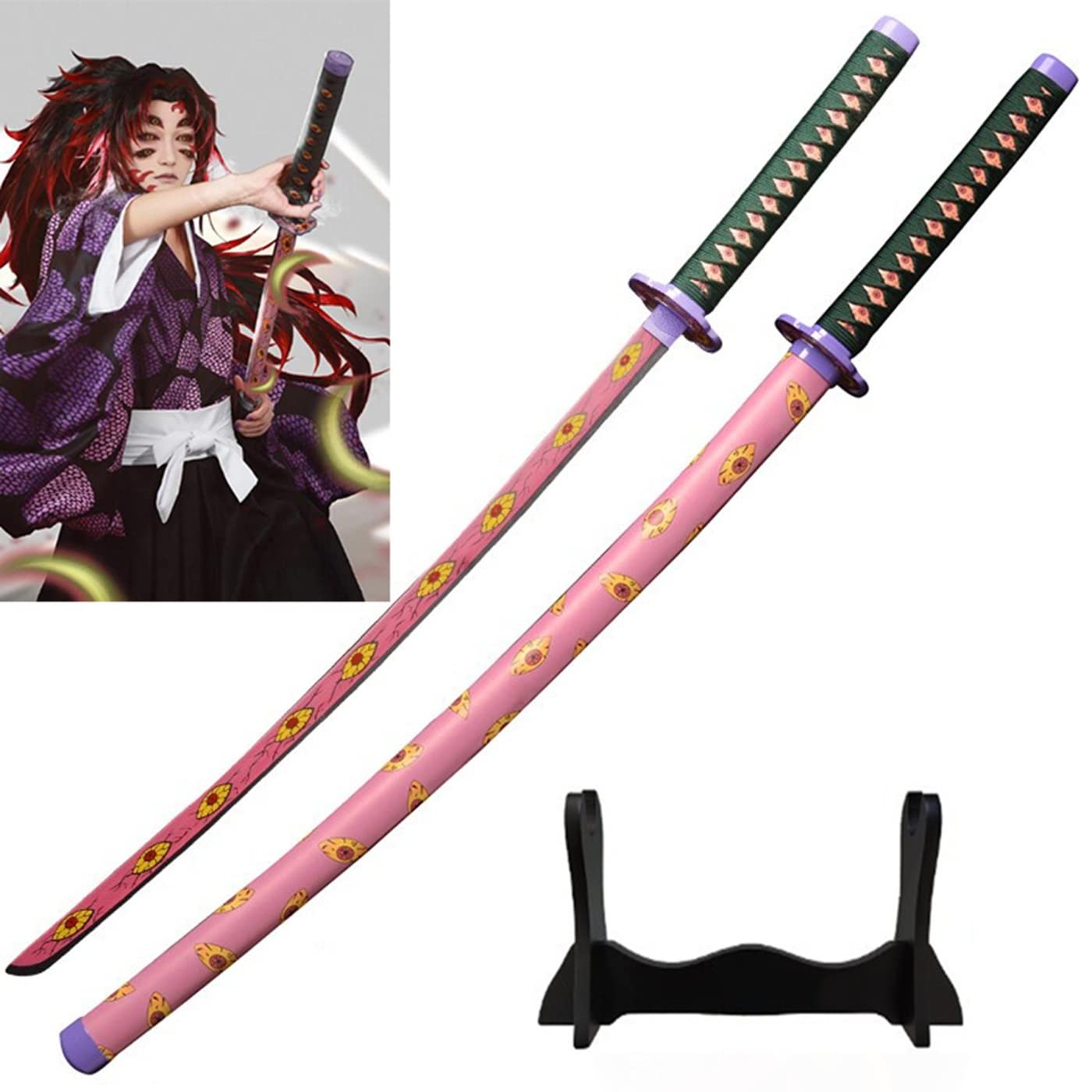 Buy Bamboo Katana wood Samurai 104cm Demon Slayer W/Display Stand Anime Wood Blade Rengoku ...