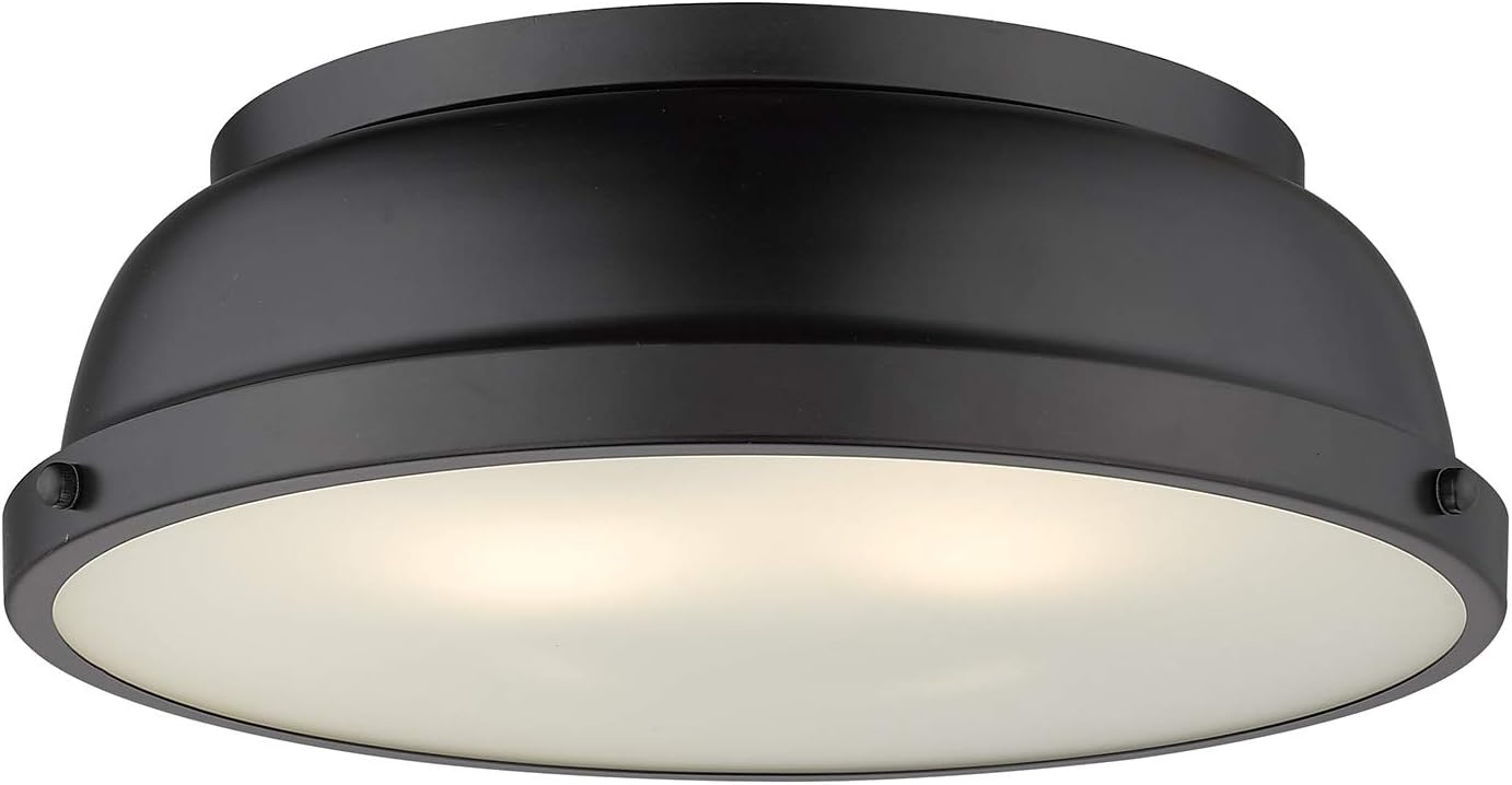 Golden Lighting Duncan 14" Flush Mount in Matte Black with a Matte Black Shade