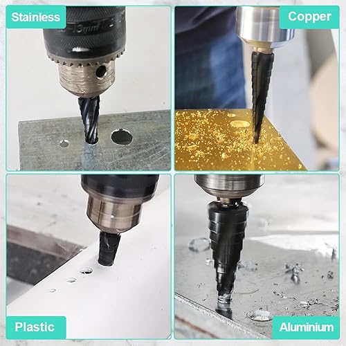 Miniatura 4 de Juego de brocas escalonadas de cobalto  3 piezas de 14"-34" 18"-12" 316"-78" 4 brocas en espiral M35 con Unibit listo para impacto para acero