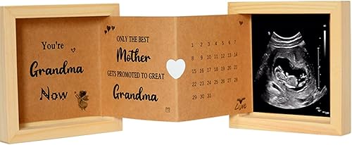 Miniatura 7 de YiLiiod Anuncios de embarazo bonita decoración de guardería, foto de sonograma, ideas delicadas para anuncio de bebé, caja de recuerdos de madera,