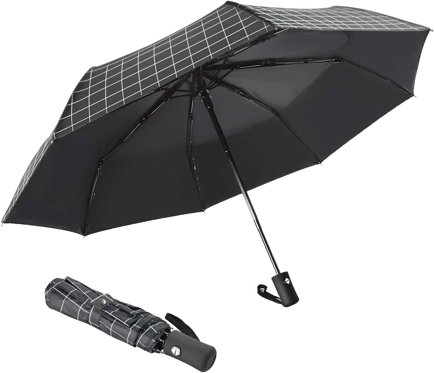 Cynthia Compact Fast Drying Travel Folding Umbrella - with Reinforced 8 Ribs Windproof Frame, Auto Open/Close, Pocket Umbrella Double Layer Sunblock UV Protection UPF 50 + Rain Resistant